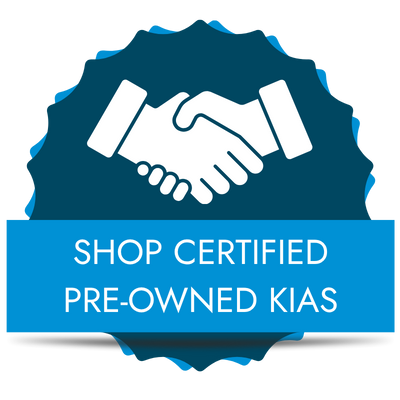 Shop-certified-pre-owned-kias handshake icon, text that reads: shop certified pre owned kias